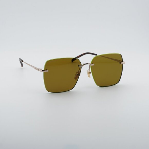 Gucci GG1955SA 004 Sunglasses Gold/Green Square Frame, Brown Lenses main image 5